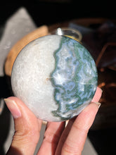 Load image into Gallery viewer, Moss Agate Sphere with lots of Quartz
