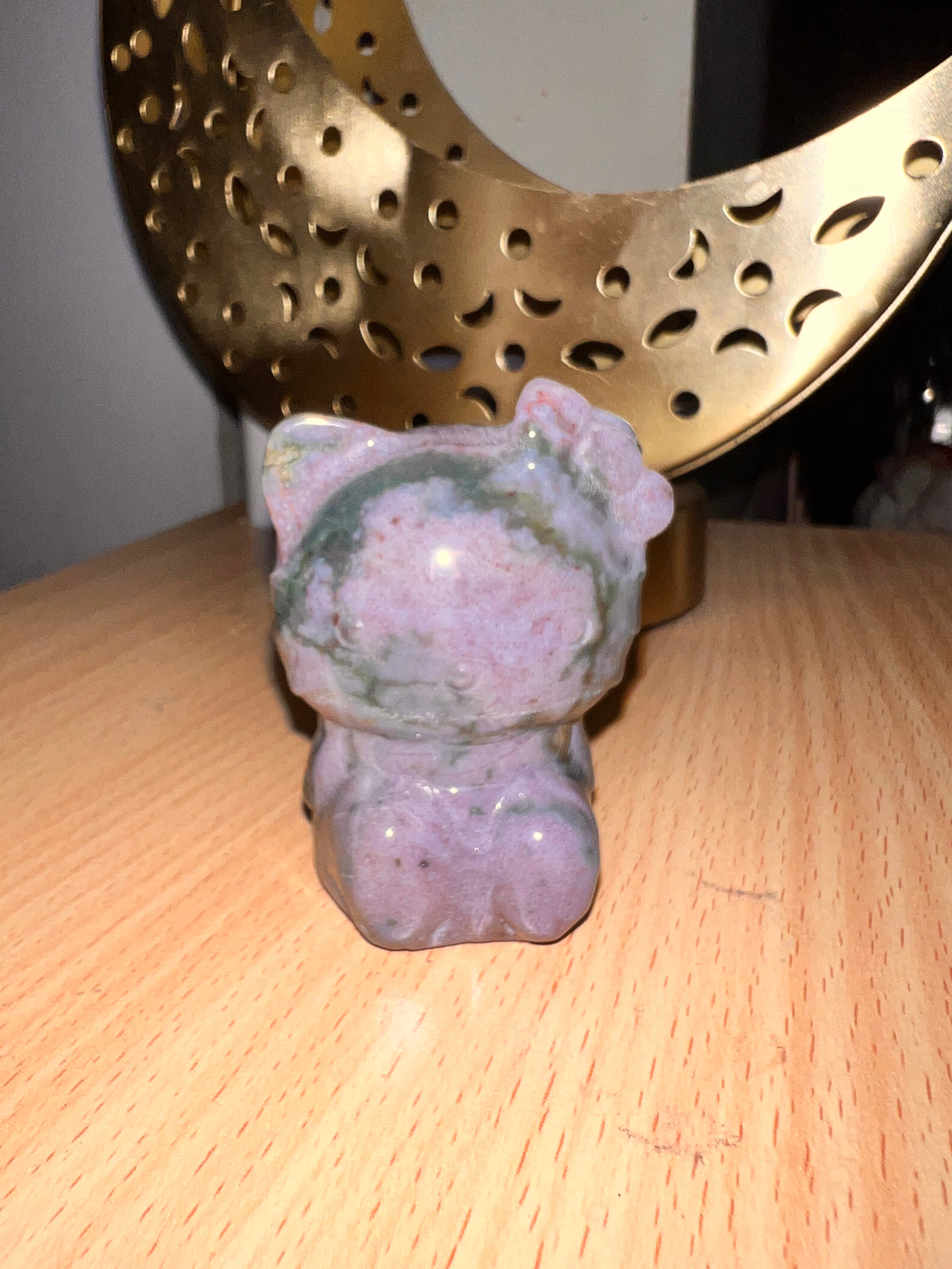 Ocean Jasper Hello Kitty Carving popular