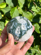 Load image into Gallery viewer, Moss Agate Sphere with lots of Quartz
