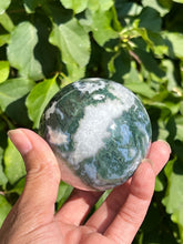 Load image into Gallery viewer, Moss Agate Sphere with lots of Quartz
